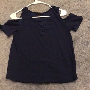 Dark Blue off-the-shoulder Blouse